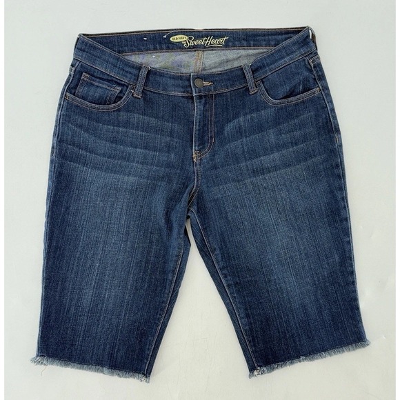Old Navy Women's The Sweetheart Dark Wash Mid Rise Cuffed Denim Shorts Sz 6 - Picture 1 of 7